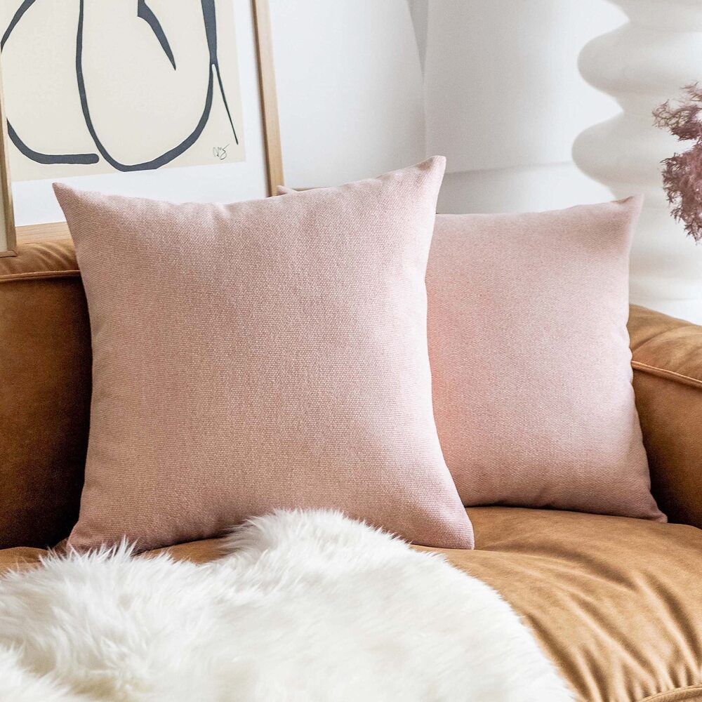 1601 Pink Euro Pillow Cover 24 x 24 Throw Pillows for Patio Cotton Linen
